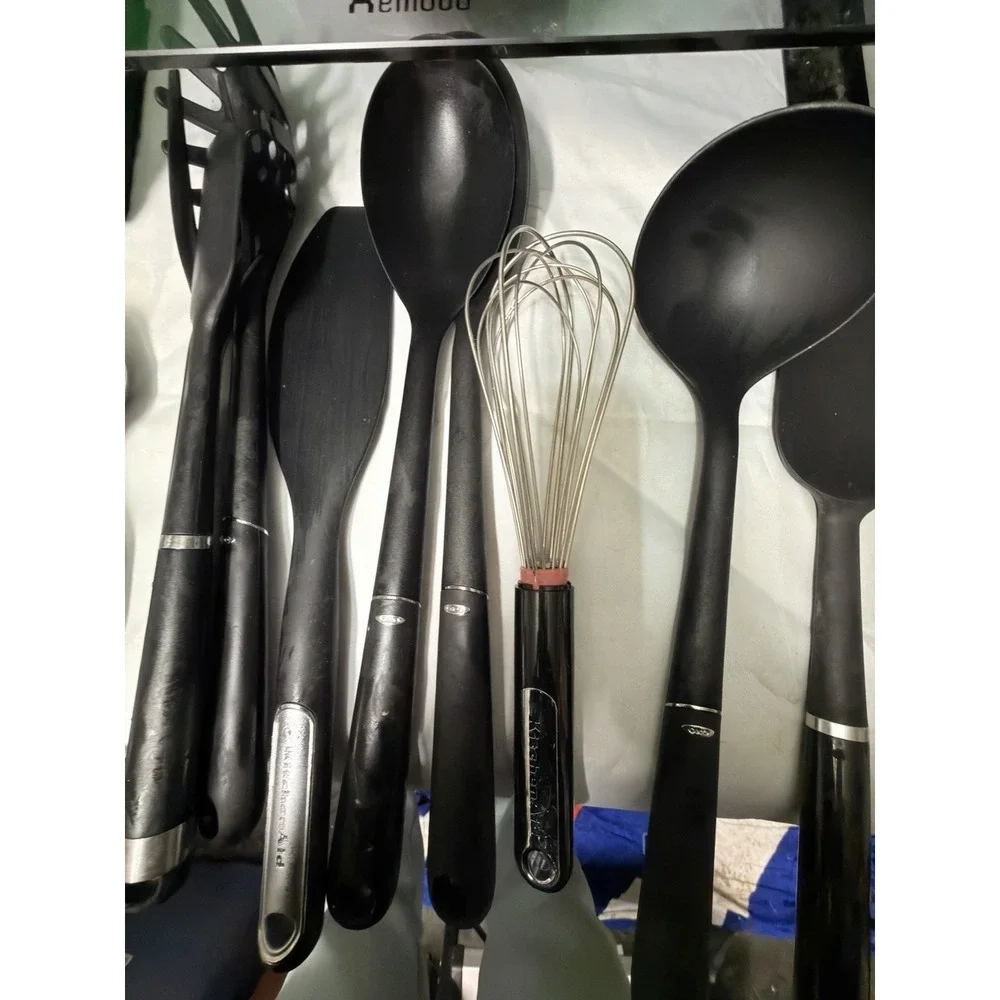 Mixed Brand Kitchen Utensil Set w/ Holder – Silicone Tools,‎ Whisk, Shears